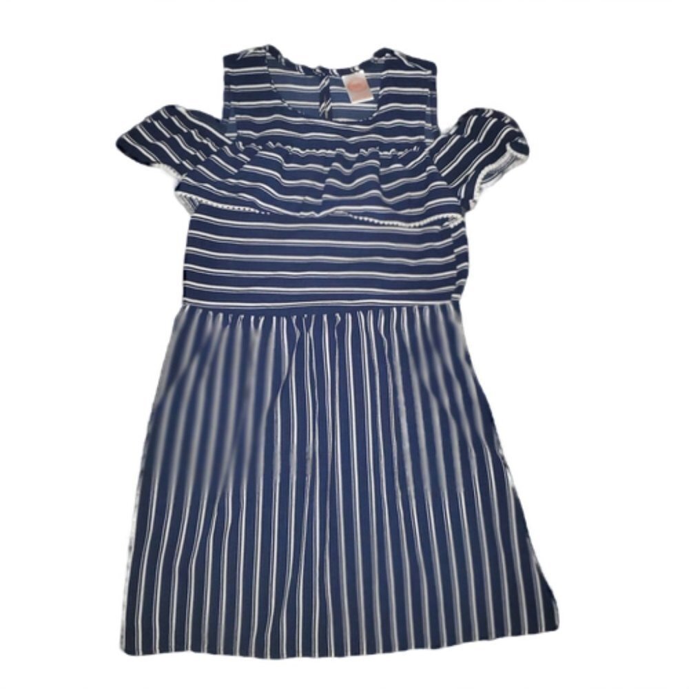 Girls Wonder Nation Cold Shoulder Summer Striped Dress || sz L